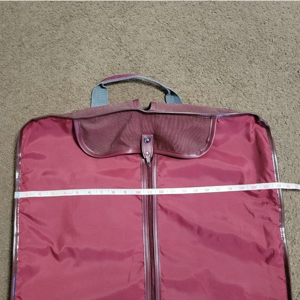 VTG Oscar De La Renta Travel Garment Bag Canvas Burgundy Carry On Luggage